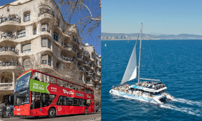 Combo Barcelona City Tour Hop On Hop Off and Eco Catamaran Cruise