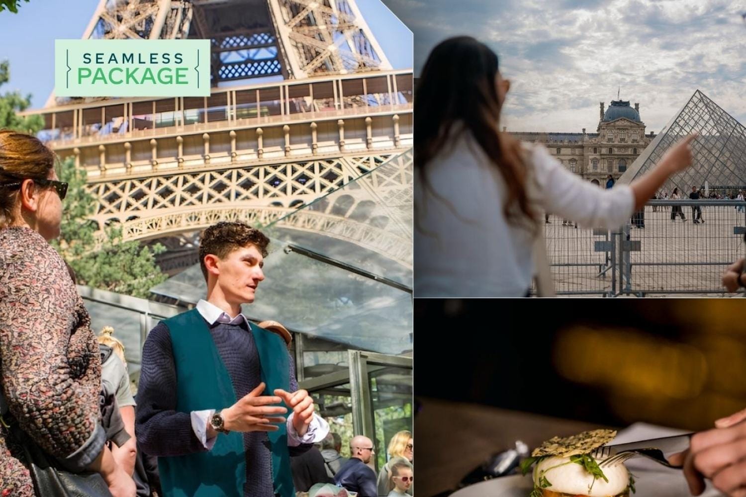 Paris Highlights : Eiffel tower, Louvre with guide and Seine dinner cruise (transfers included)